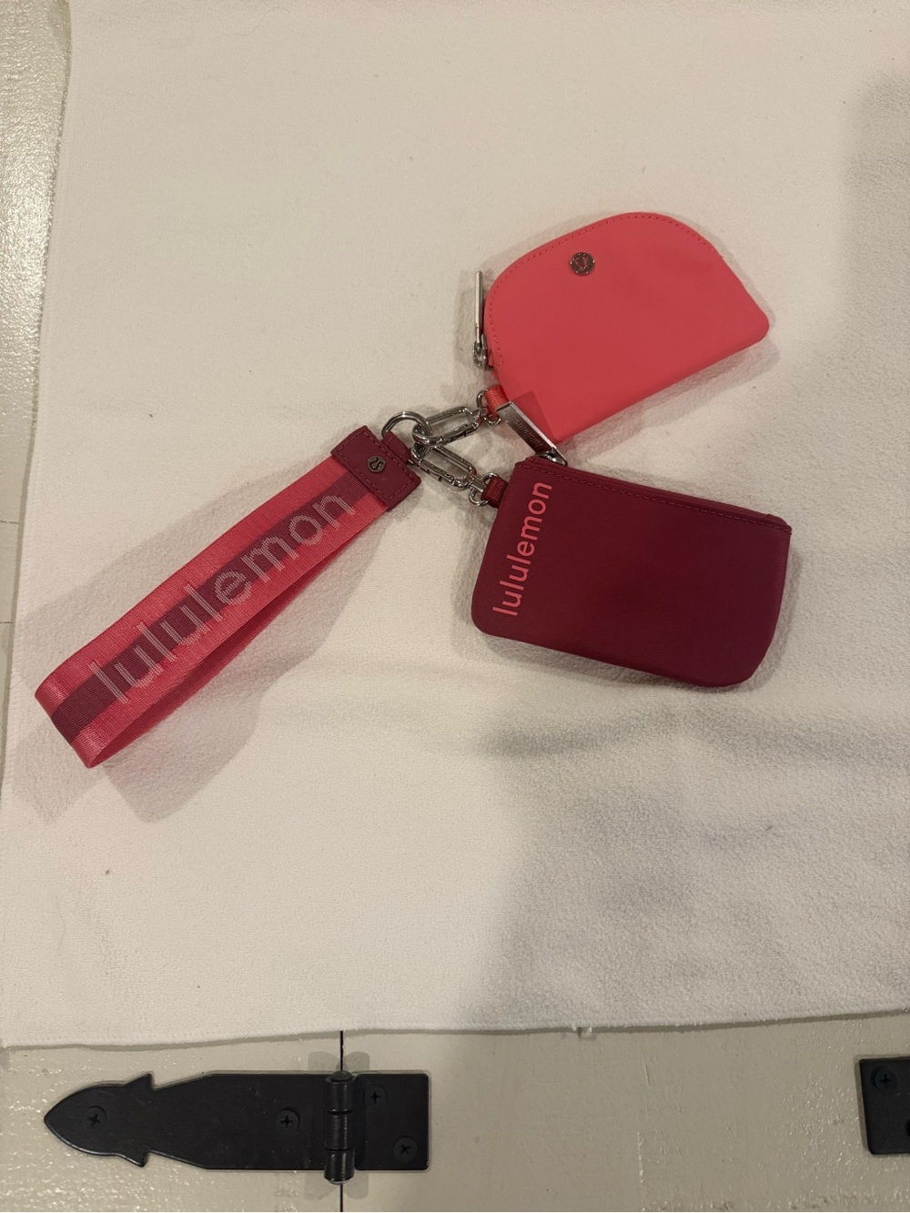 lululemon athletica Pink and Magenta Keyring Pouch Set with Branded Strap